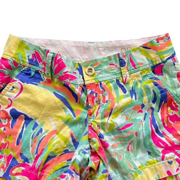 Lilly Pulitzer Callahan Shorts Womens 00 Vibrant Tropical Cotton Stretch Preppy - Picture 2 of 14